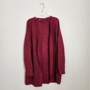 Chenille Cardigan Women's Large Open Front Raspberry